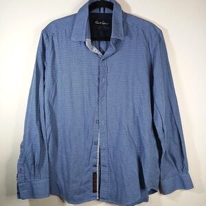 Robert Graham Shirt Mens XL Blue Modern American Tailored Fit‎ Flip Cuff AB50